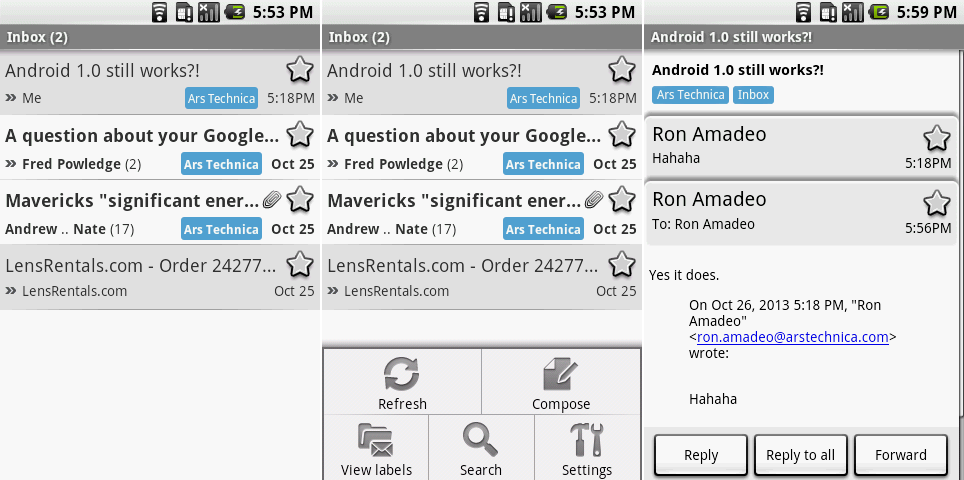 Gmail展示收件箱,打开菜单的收件箱。