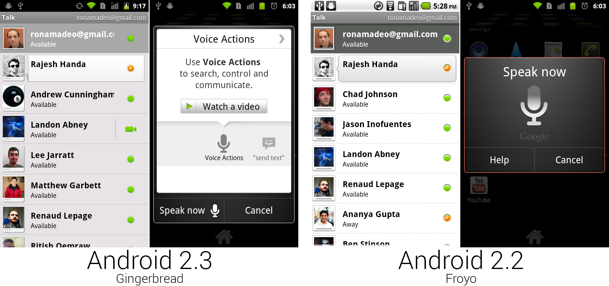 新 Google Talk,支持语音和视频通话,以及新语音命令界面。