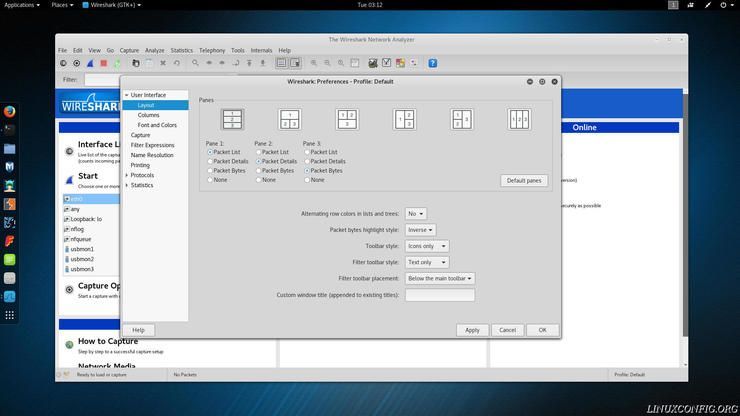 Wireshark&rsquo;s layout configuration