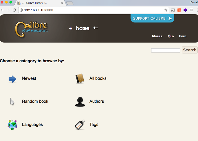 Calibre&rsquo;s client homepage
